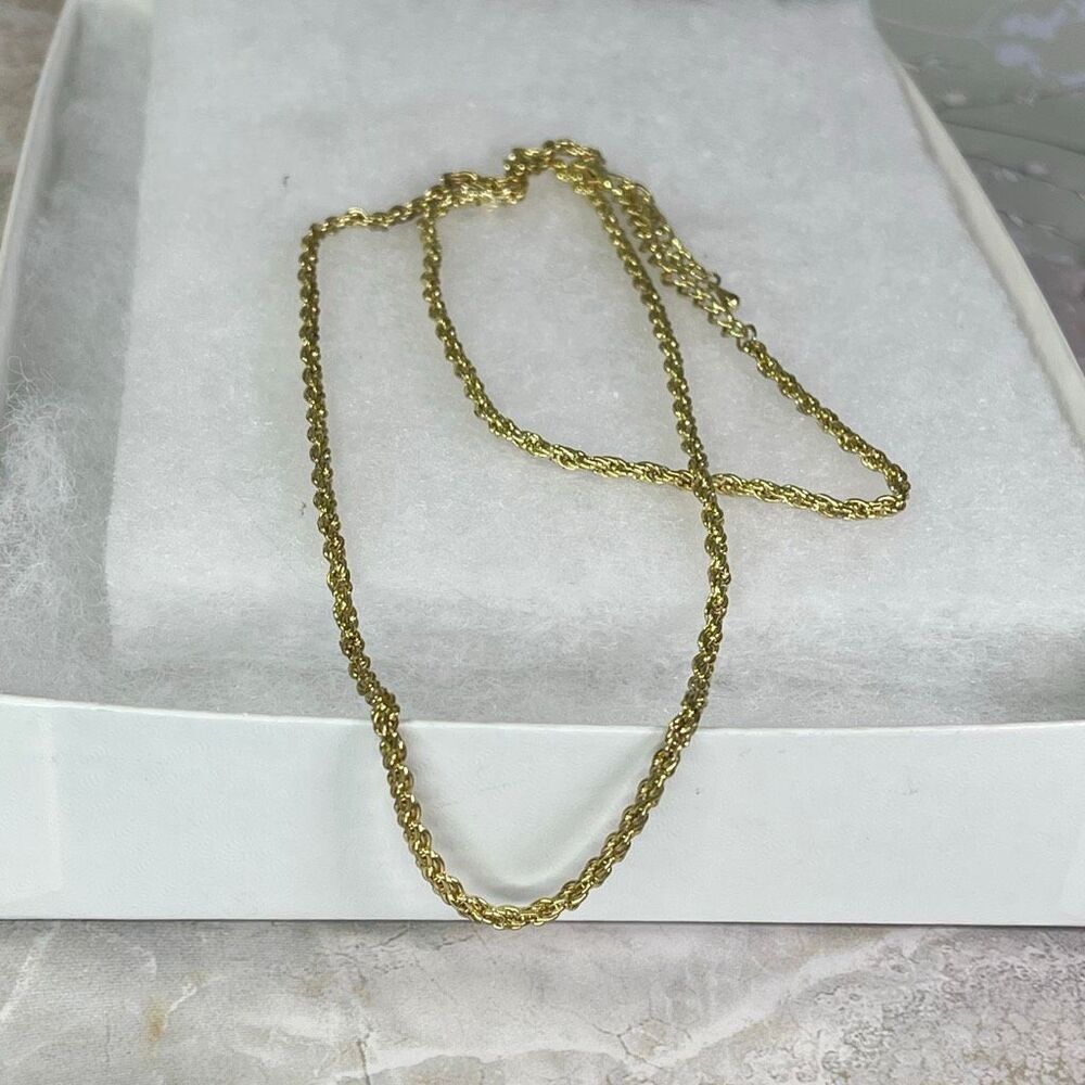 Vintage long faux gold chain rope necklace 25”